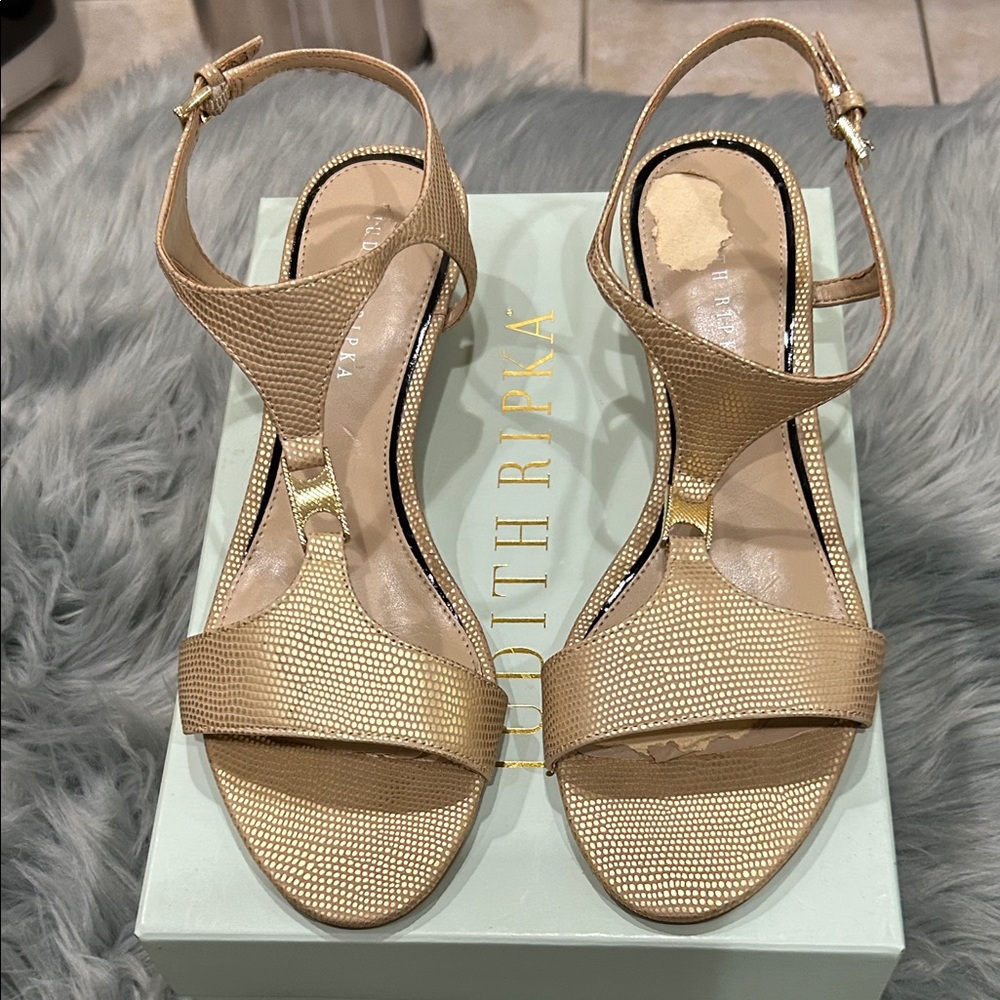 Judith Ripka Metallic Gold Sandals